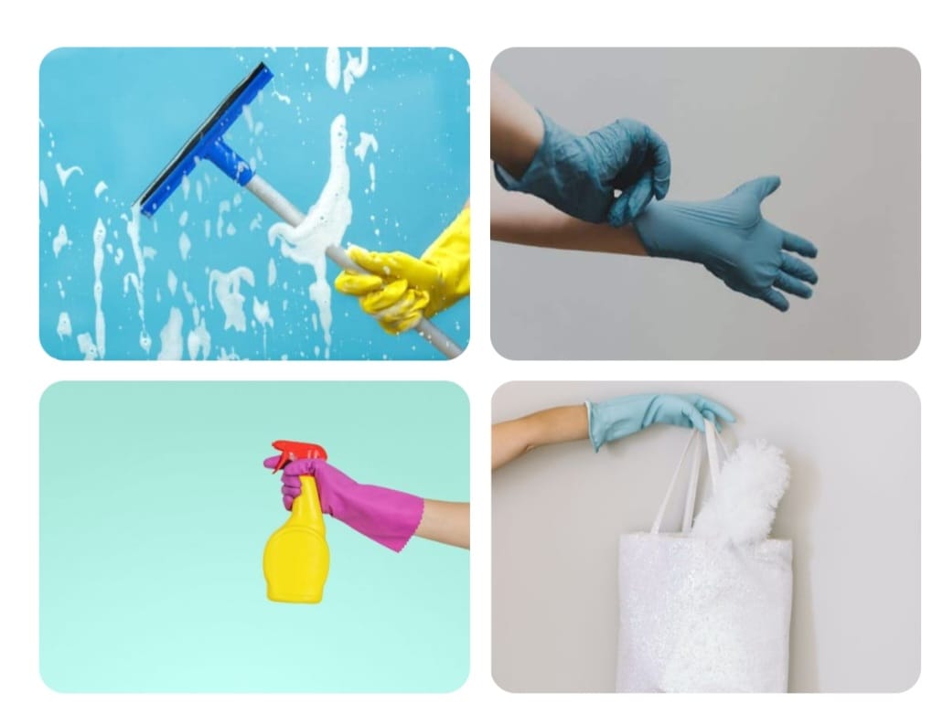 Detail cleaning tools and protective gloves